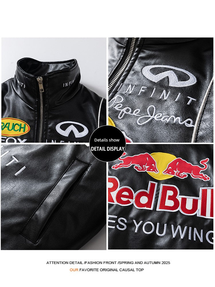 American Retro Racing Suit Motorcycle Cotton Jacket Fall and Winter Motorcycle Cycling Clothing Embroider Pilot Jacket Men's and Women's Coats