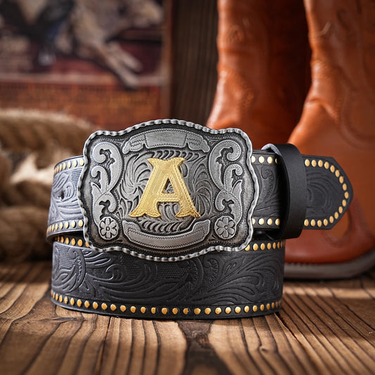 A Western-style PU material belt for both men and women, a casual, retro and classic personalized belt