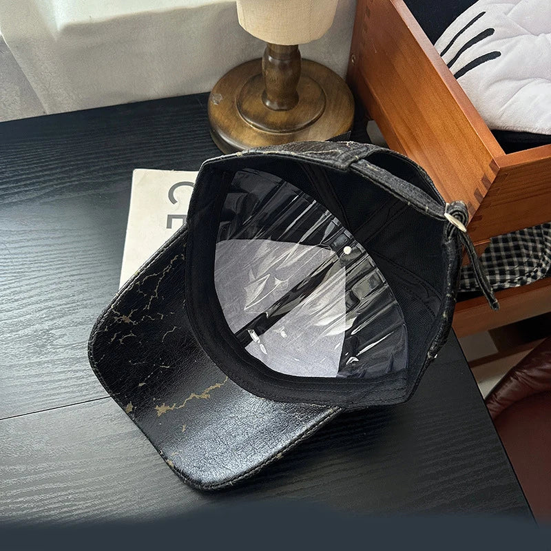 New Niche Leather Rivet Dog Ears Baseball Men and Women Personality Adjustable Trendy hat