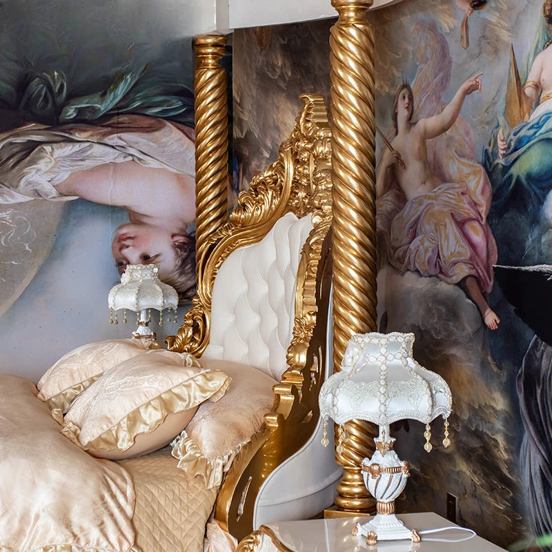 European Luxury Round Bed Design Aesthetics Romantic Comfortable Bed Castle King Size Muebles elegant