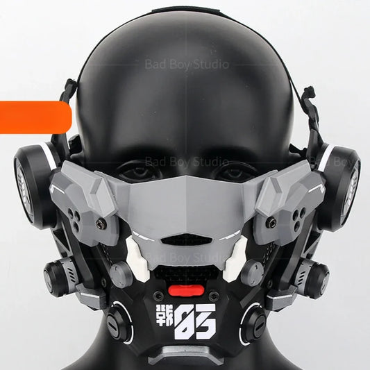 Cyber Role Punk Mask Sci-fi Mecha Machine Can Half Face Mask Cos Battle Cosplay Anime Props Halloween Costumes for Men Man