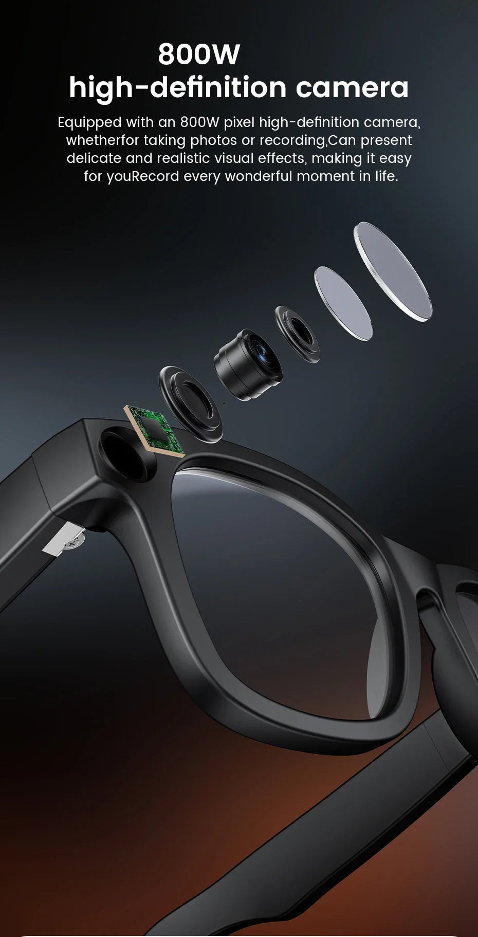 New AI SmartGlasses 800W HD Camera AI Translation Shooting Everything Recognition 4GB Storage 300mah SmartGlasses Men Women