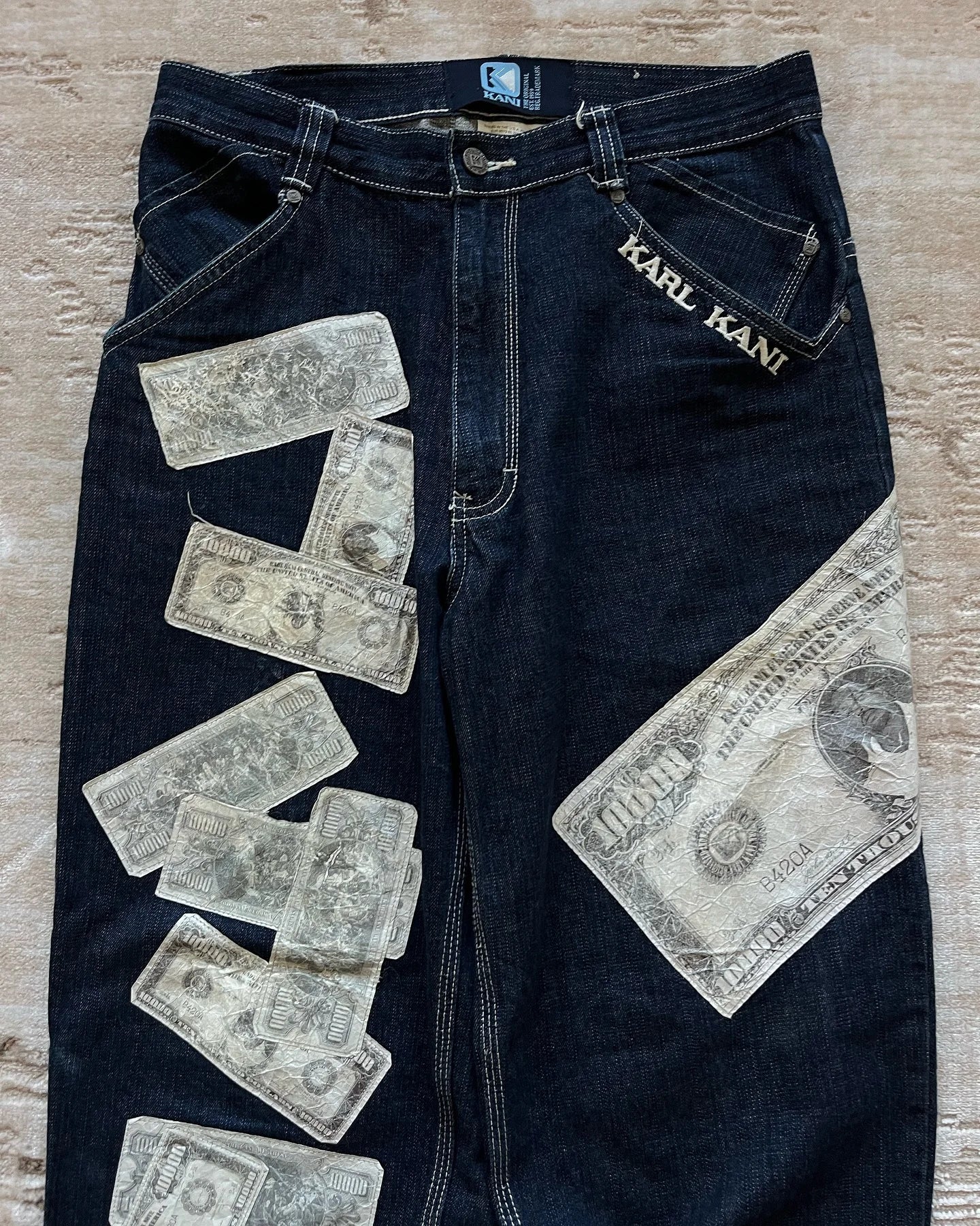 Money patches Streetwear High Waist Wide Trouser Black jean Streetwear Men Hip Hop Women Embroider Y2k Baggy Jeans