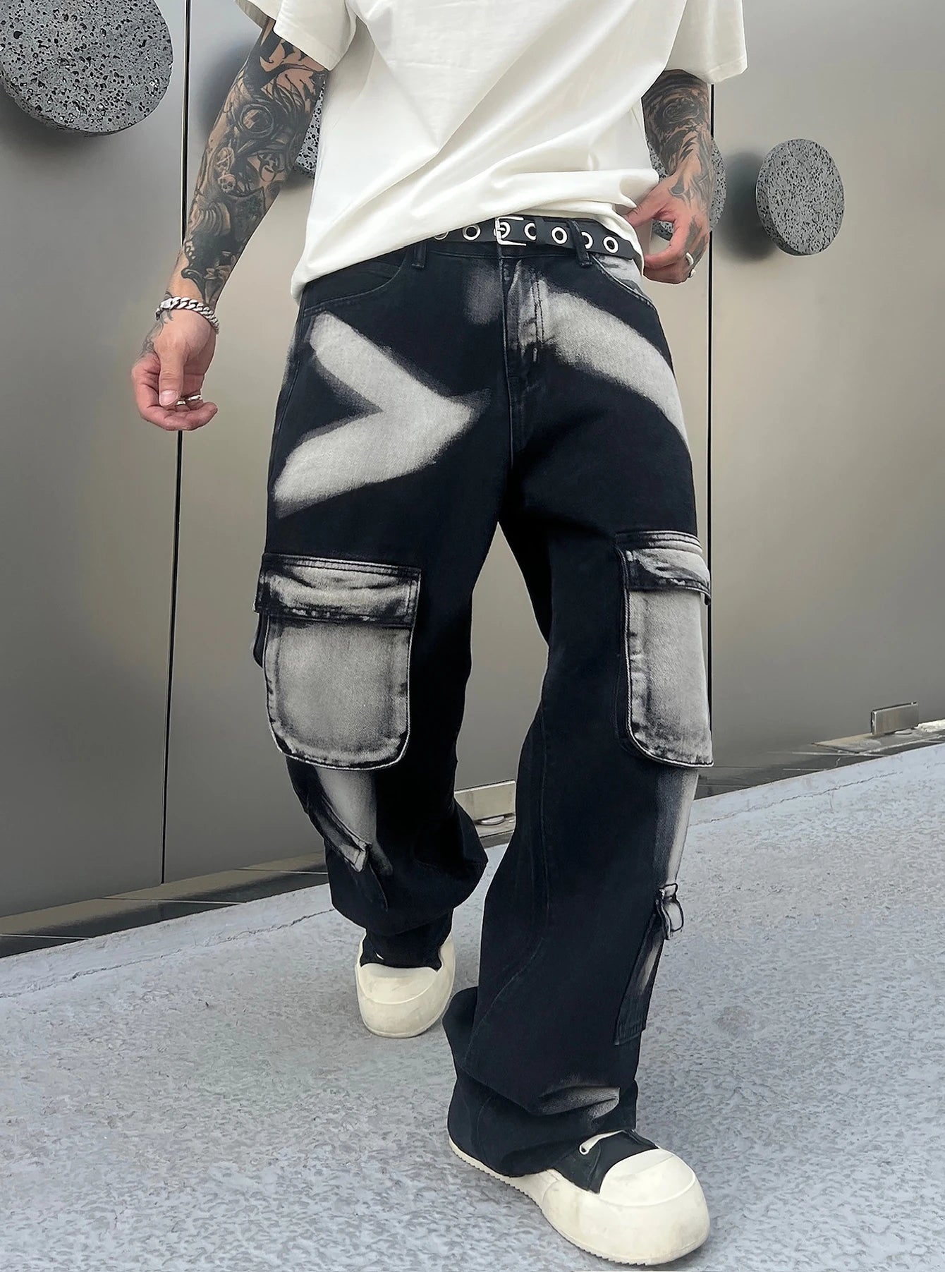 Streetwear Men's Jeans Tie Dye Cowboy Pants Wide Leg Hip Hop Goth Soft Cotton Jeans