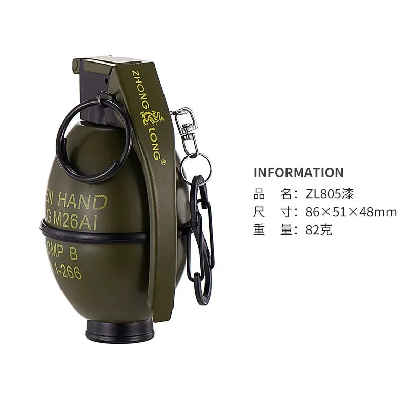 Grenade Design Windproof Jet Flame Butane Gas Lighter Outdoor Keychain Personalized Ornament Lighters Smoking