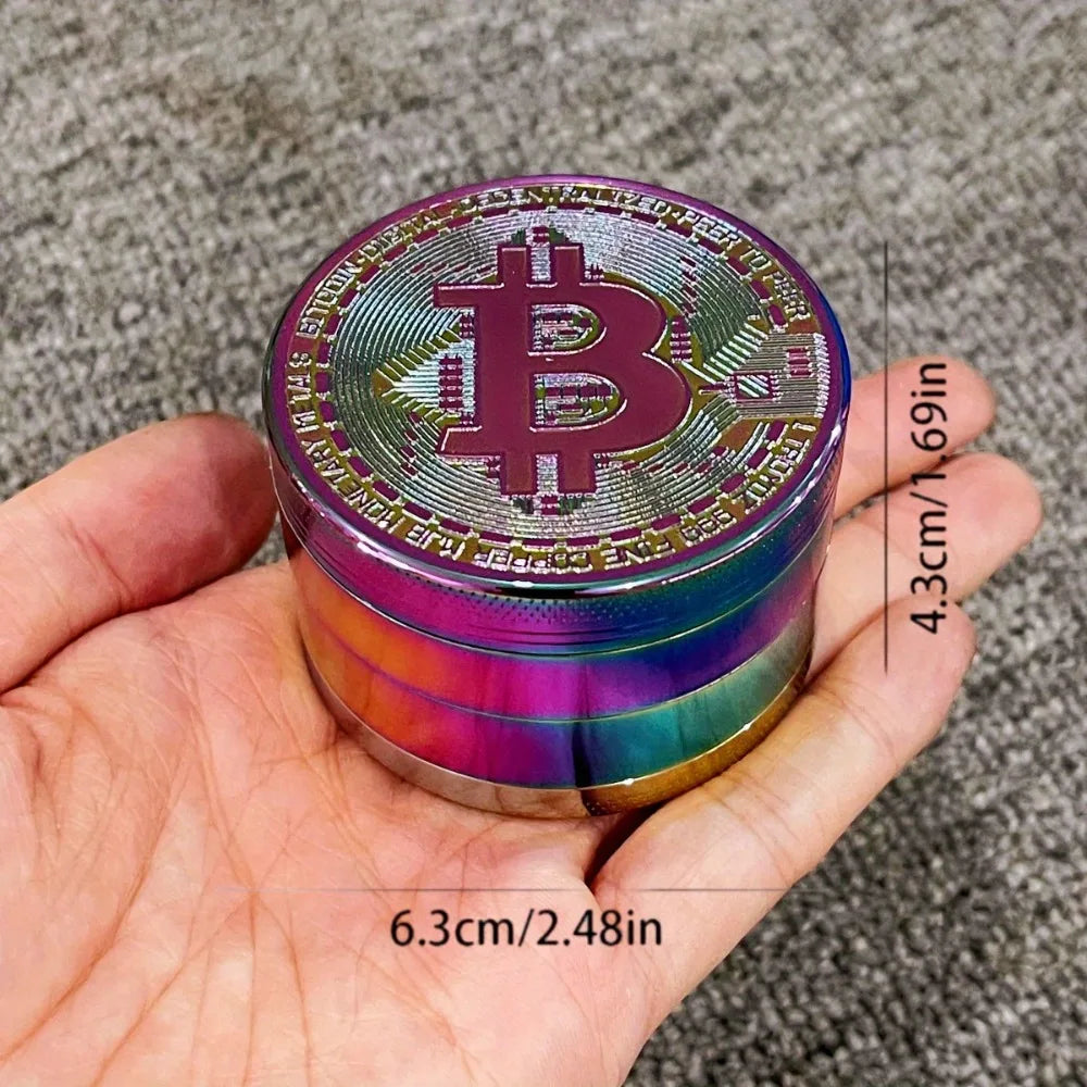 2/2.5inch Bitcoin Coin Herb Grinder Pepper Mortar Salt Crusher Spice Mill Tobacco Grass Grinder Smoking Cigarette Accessories