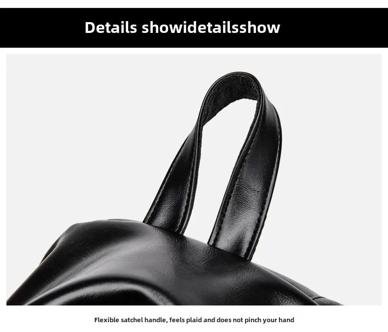 soft PU leather vintage casual backpack for men large capacity travel backpack male laptop shoulder bag waterproof work backpack