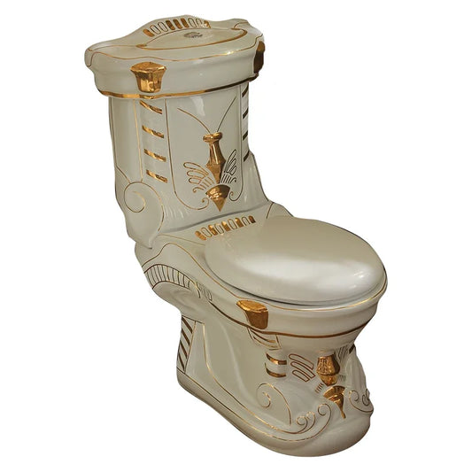 *European-Style Gold Toilet Embossed Gold Ceramic Handmade Luxury High-End Toilet