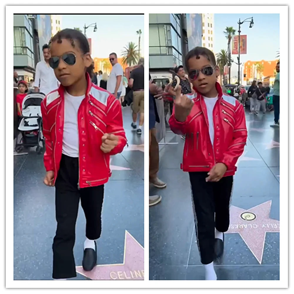 Red Zipper Michael Casual America Fashion Style Jacket Outwear Imitation