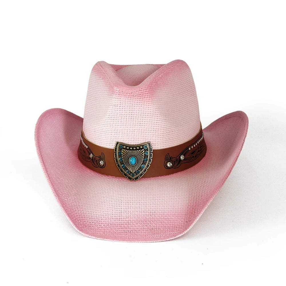 2025 Pentagram Retro Straw Hat for Women Men Curled Edge Vintage Western Cowboy Hat Summer Beach Sun Hat Sombrero Hombre