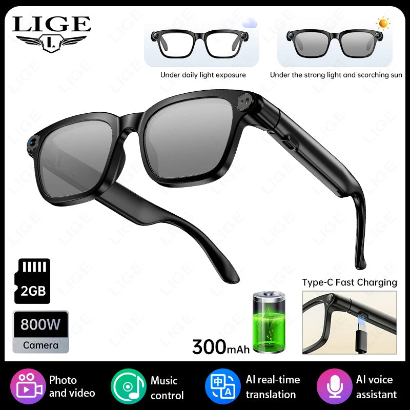 Smart AI Translation Smart Glasses 800W HD Camera 1080P Video WIFI transmission Bluetooth Call