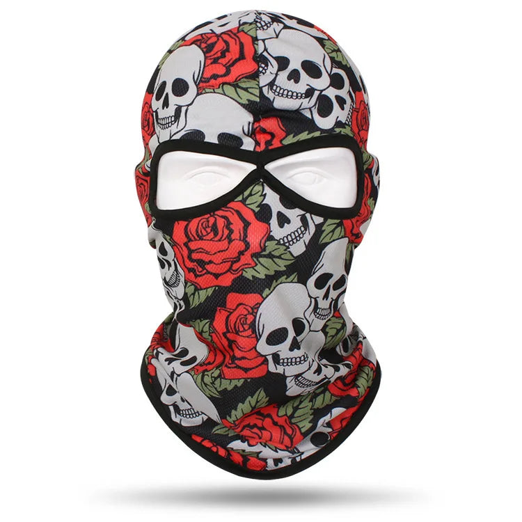 Outdoor Men Women Cycling Mask 3D Skull Bandana Balaclava Windproof Motorcycle Riding Full Face Cover 2 Holes Neck Face Shield