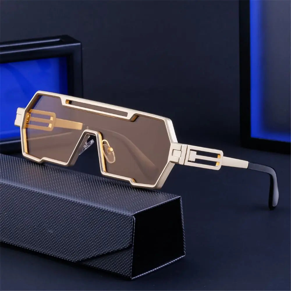 Metal Fashion Big Frame UV400 Protection Odd shape Sun Glasses for Men