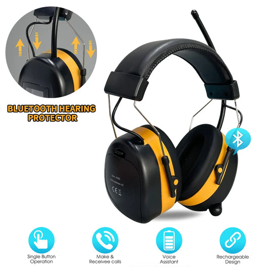 AM FM Radio Headphone Ear Protection Noise Reduction Earmuff Comfortable Hearing Protector with Digital Display
