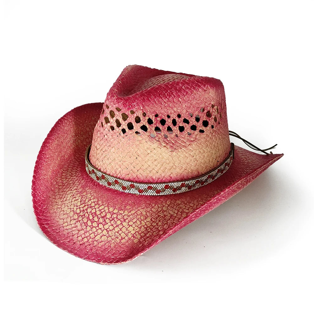 2025 Pentagram Retro Straw Hat for Women Men Curled Edge Vintage Western Cowboy Hat Summer Beach Sun Hat Sombrero Hombre