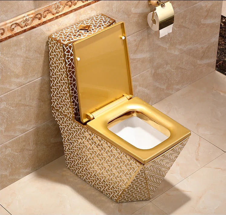 High Quality Bathroom Commode Ceramic One Piece Gold Toilet