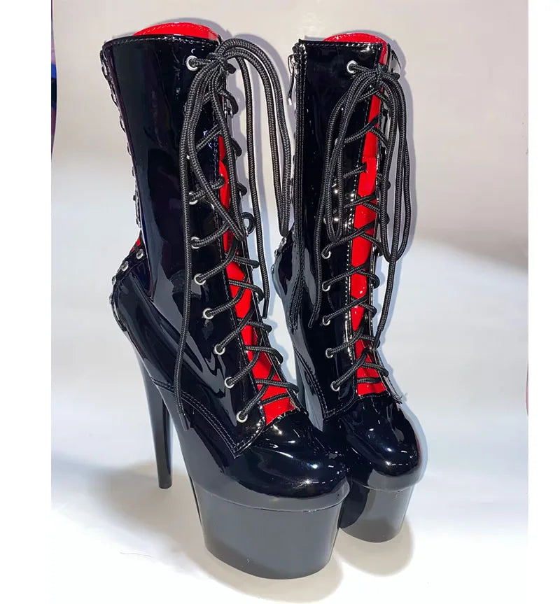LAIJIANJINXIA New 20cm High Heels Women's Ankle Boots Waterproof Platform Thick Sole Thin Heel Sexy Night Pole Dancing Shoes