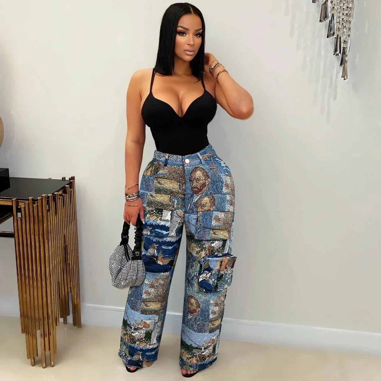 YAYA Vintage Wide Leg Jogger Pants Streetwear Cargo Active HipHop Sweatpants