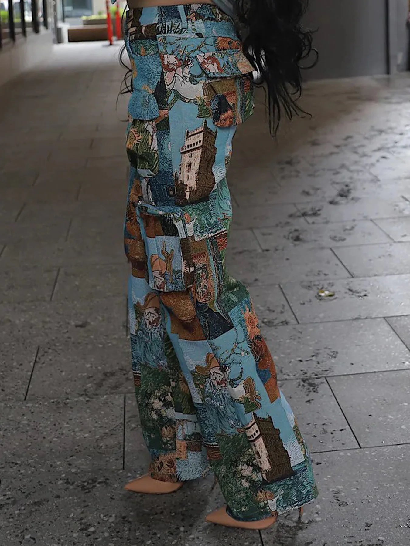 YAYA Vintage Wide Leg Jogger Pants Streetwear Cargo Active HipHop Sweatpants