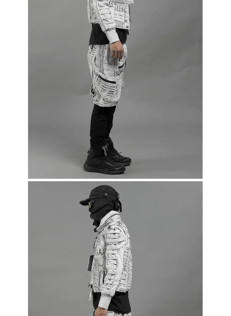 Waste Soil Sand Dune Style Men's Asymmetry Slim Fit Motorcycle Jacket Washed Distressed Fold Deconstruction Coat Male