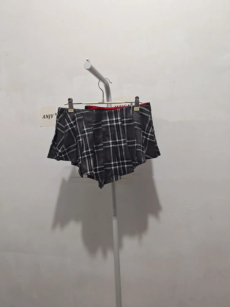 Women Trend Denim PU Leather Short Skirt Fashion Modern