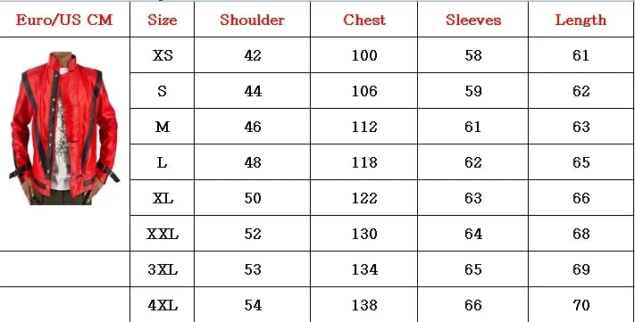 Michael Jackson Thriller Red Leather Jacket for Women/ men