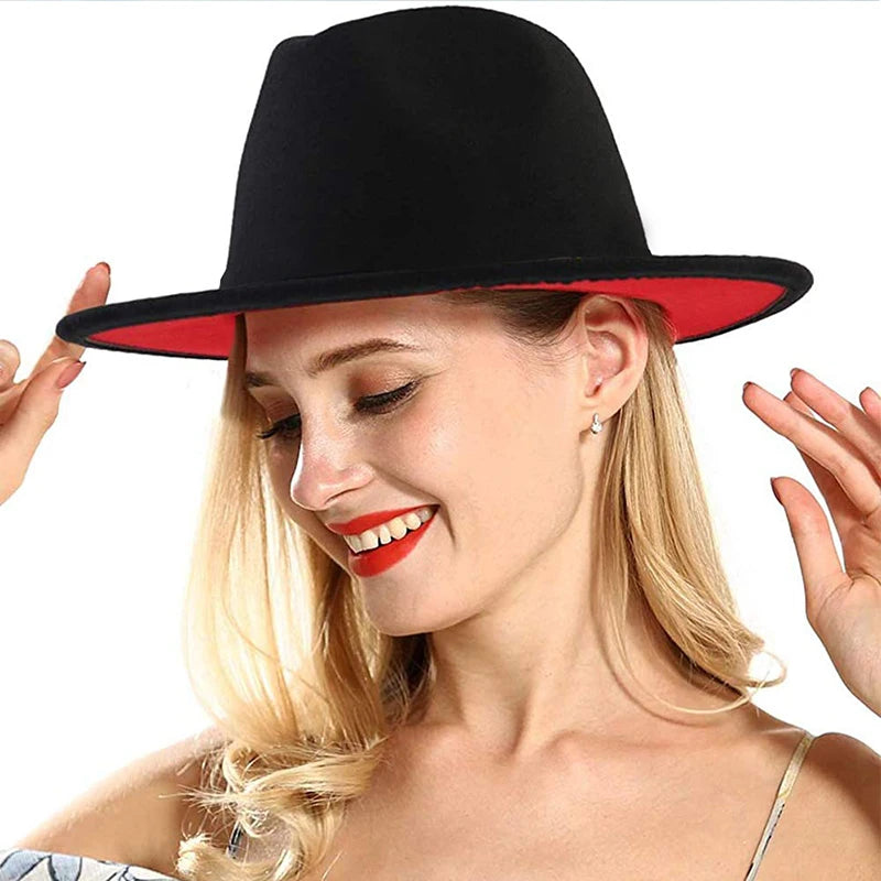 Unisex Two Tone Wide Brim Fedora Hats Women Vintage Western Cowboy Hat Classic Men British Style Jazz Cap Fashion Panama Caps