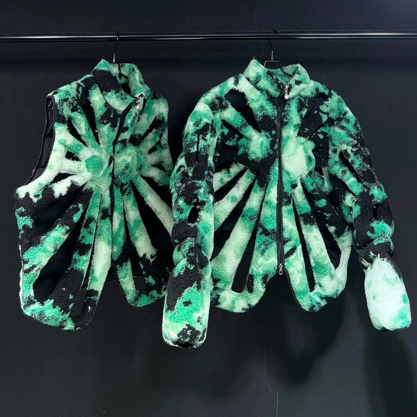 PFHQ Camouflage Vest Jacket Sleeveless Hollow Out Niche Zipper Contrast Color American Streetwear