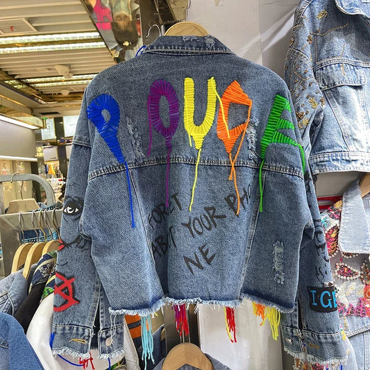 Graffiti Denim Jacket Women