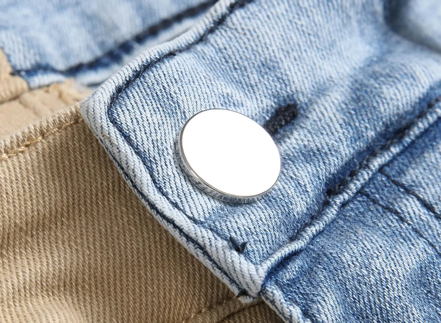 Denim Pencil Pants Pockets Splice Zipper Slim Fit Waist Regular Casual Straight legs