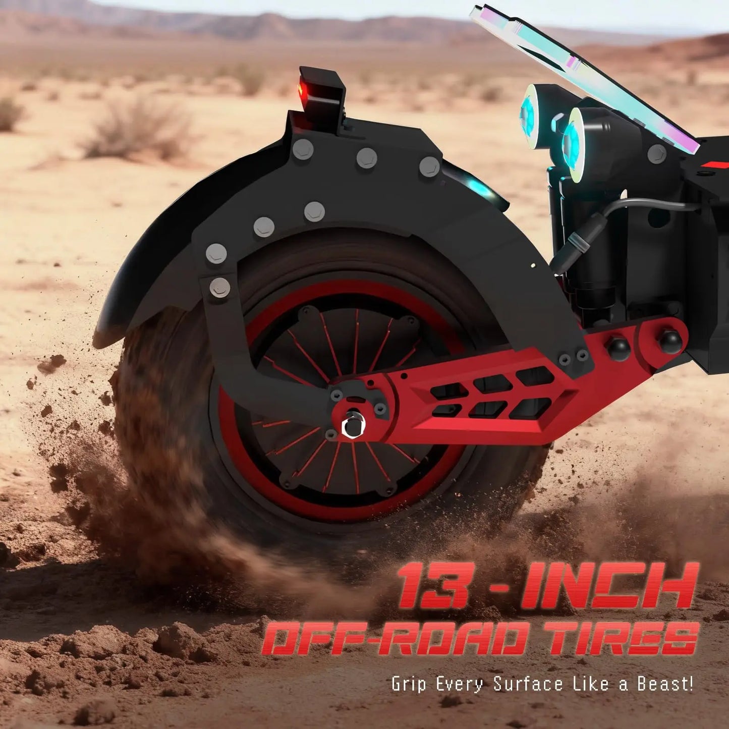 1000W Foldable Adult Electric Scooter 60V 40AH Dual Motor Max Range 74.5 Miles Speed 52.8Mph 13'' All Terrain Electric Scooter