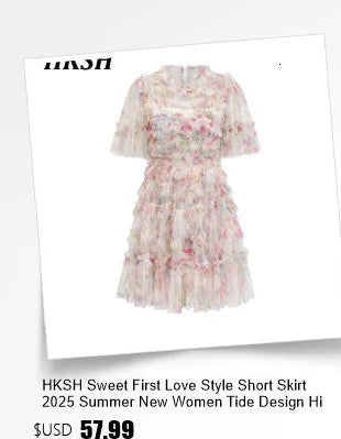 HKSH Spring Summer New Women Ins Chic High Street Three-dimensional Flower Diamonds Jeans Casual Elastic Waist Long Pants