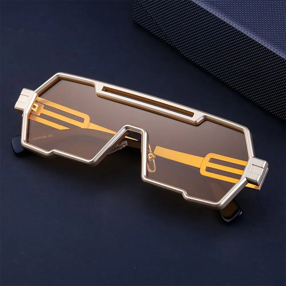 Metal Fashion Big Frame UV400 Protection Odd shape Sun Glasses for Men