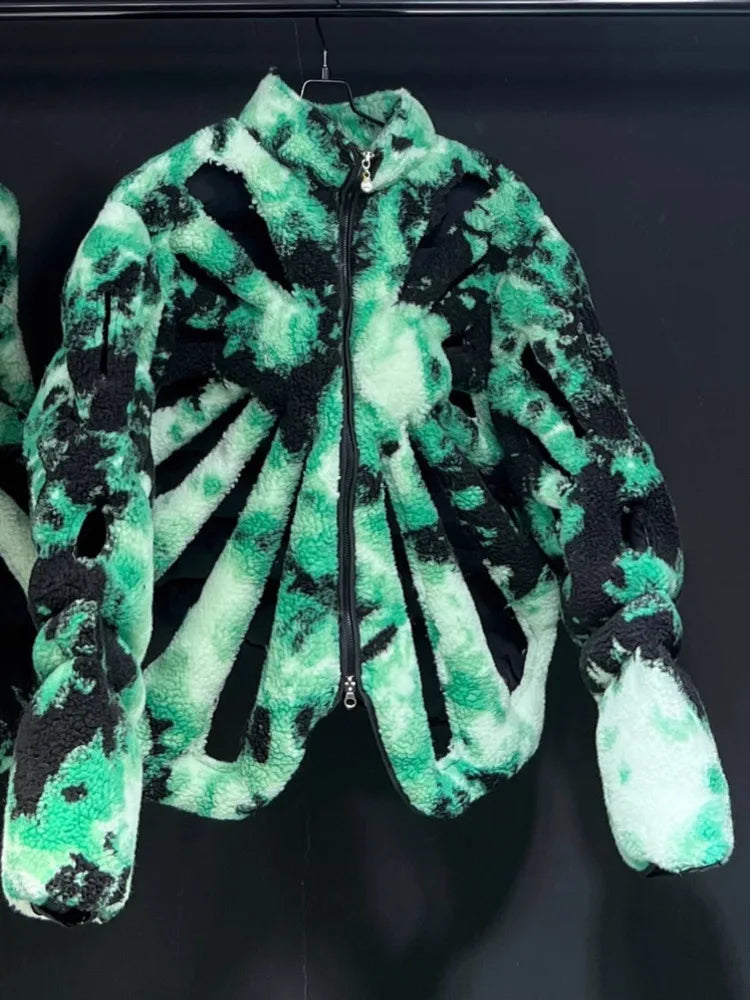 PFHQ Camouflage Vest Jacket Sleeveless Hollow Out Niche Zipper Contrast Color American Streetwear