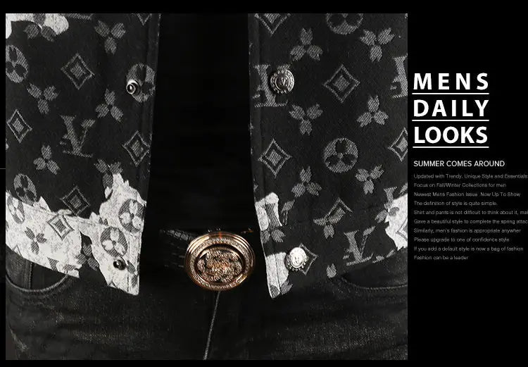 Men's spring and autumn denim jacket ins middle-aged and young casual jacquard jacket European station men's trendy top