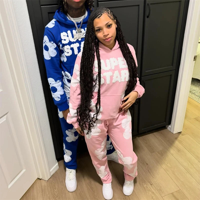 Men's & Women's Hip hop Tracksuit 2 Pieces Set Drawstring Hoodies Sportswear