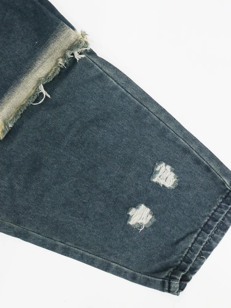 Street Wear Baggy Bag Wide Leg Denim Pants Elastic Waist Distressed Runway Harem Jeans