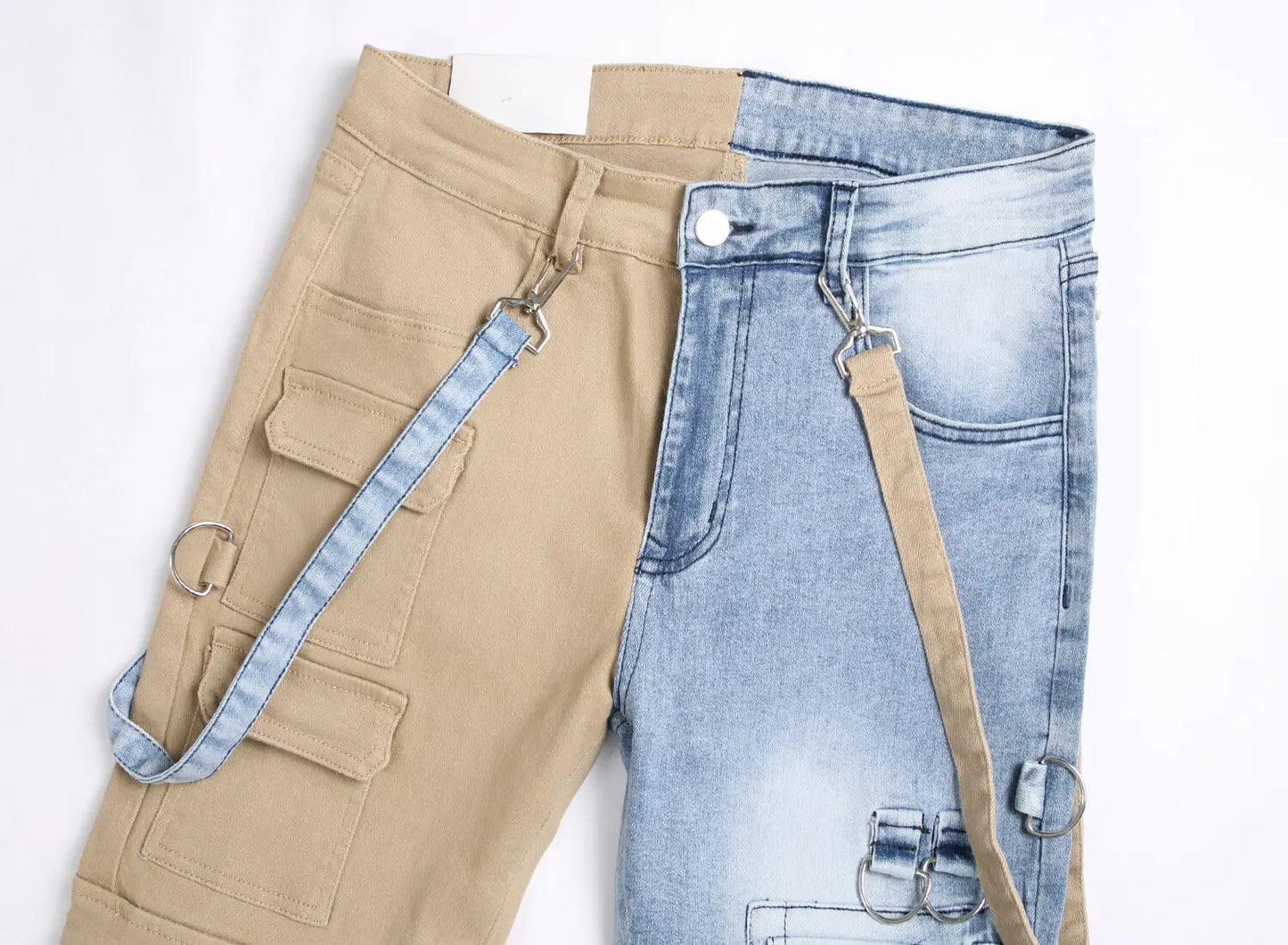 Denim Pencil Pants Pockets Splice Zipper Slim Fit Waist Regular Casual Straight legs