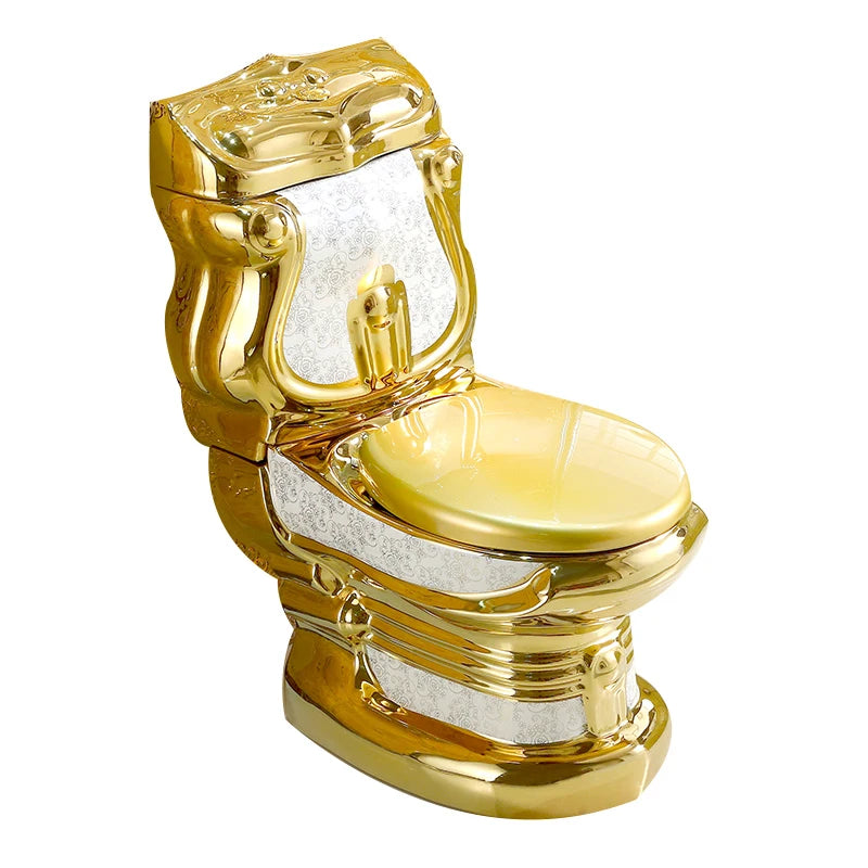 Bathroom Luxury Ceramic Two Piece Golden Toilet Seat Water Closet Wc Gold Toilets and Sink Sets