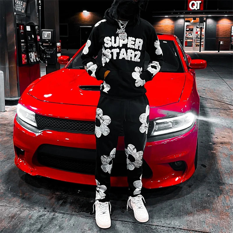 Men's & Women's Hip hop Tracksuit 2 Pieces Set Drawstring Hoodies Sportswear