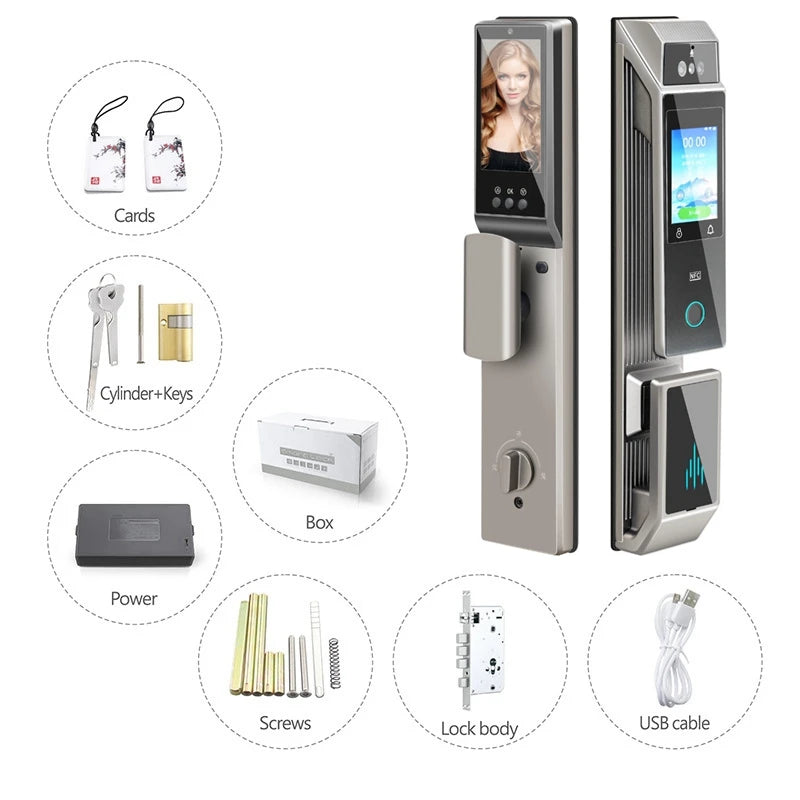 Face Recognition Smart Door Lock Fingerprint WIFI APP Remote Control Home Security Gate Electronic Lock