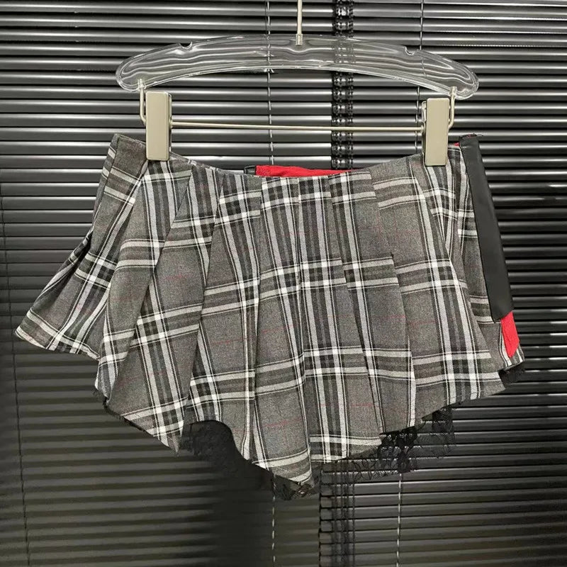 Women Trend Denim PU Leather Short Skirt Fashion Modern