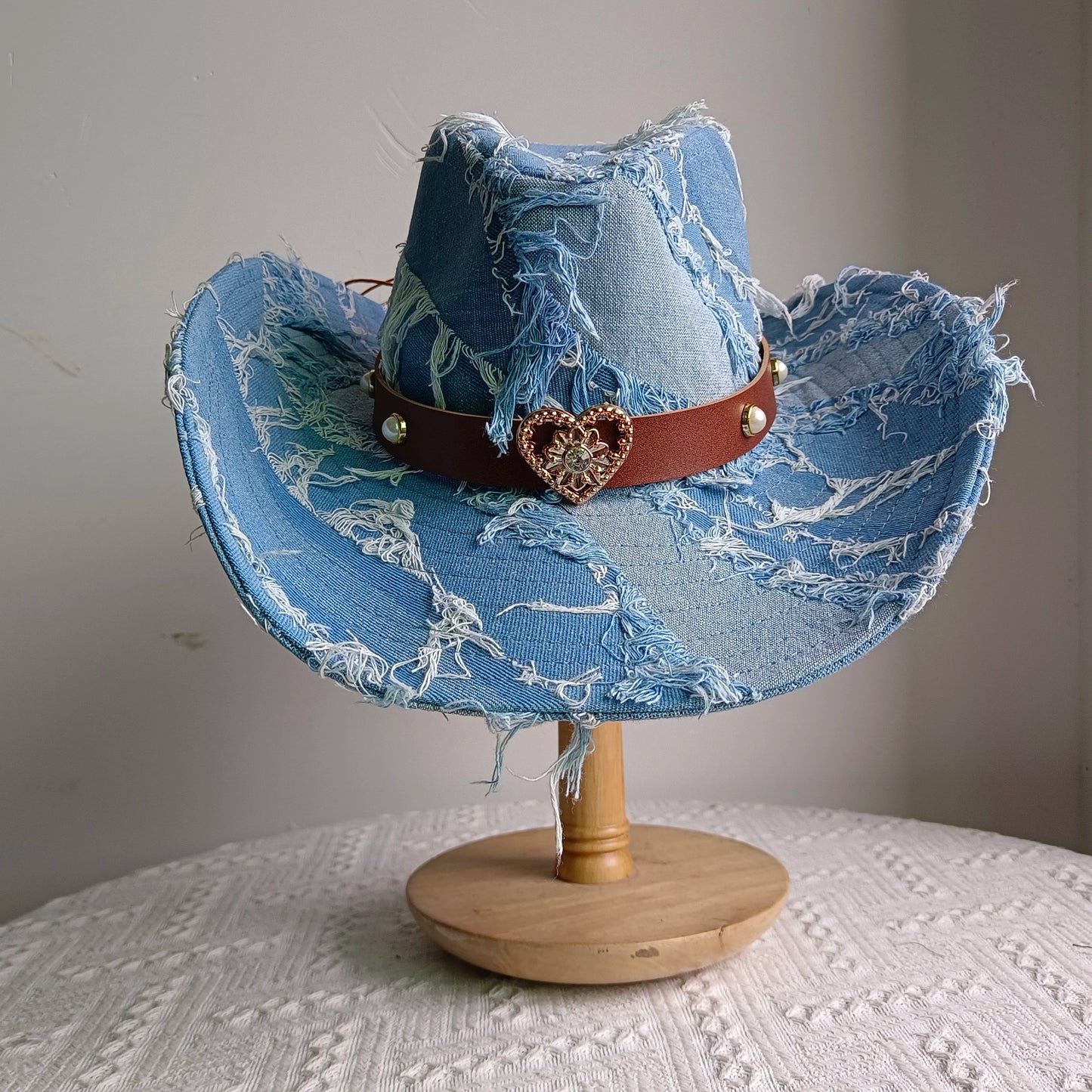 Ethnic Style Cowboy Hat Fashion Chic Unisex Solid Color Jazz Hat With Bull Shaped Decor