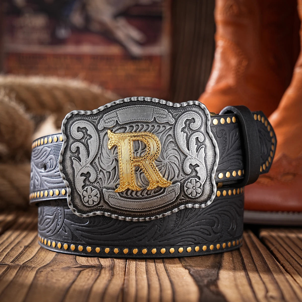 A Western-style PU material belt for both men and women, a casual, retro and classic personalized belt