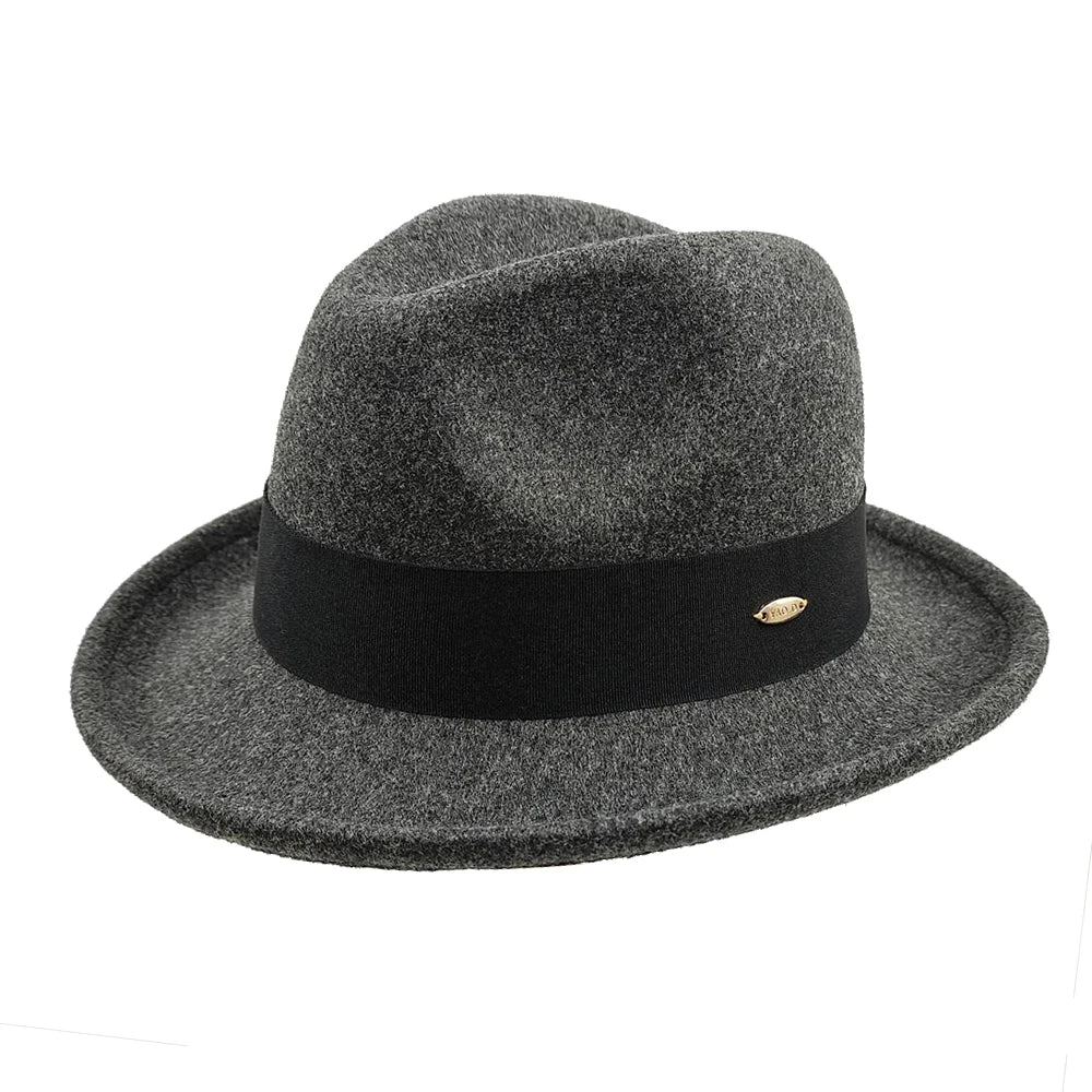 Feather Fedoras Hat for Men Women Black Felt Wide Brim Jazz Cap Plum Blossom 8 Playing Card