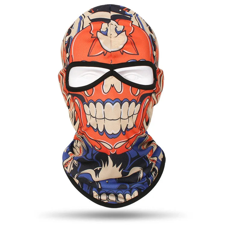 Outdoor Men Women Cycling Mask 3D Skull Bandana Balaclava Windproof Motorcycle Riding Full Face Cover 2 Holes Neck Face Shield