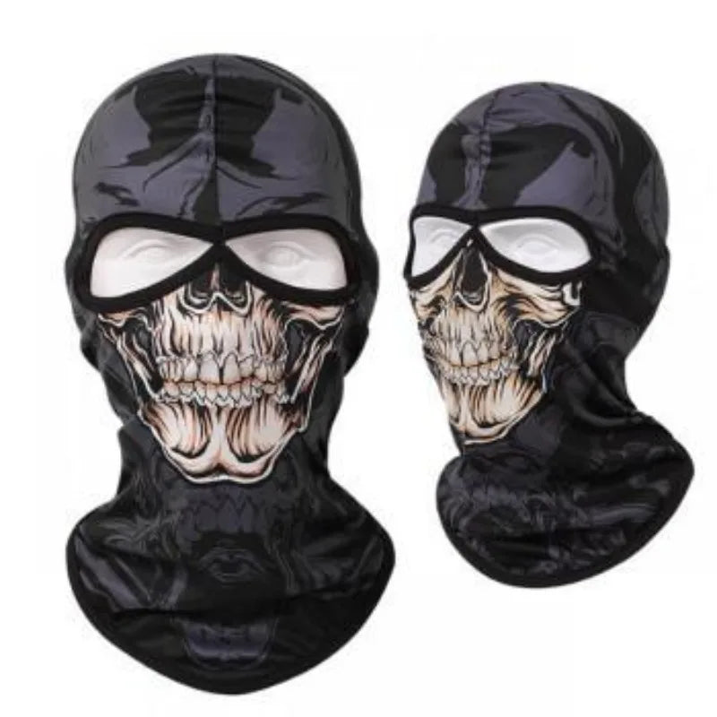 Outdoor Men Women Cycling Mask 3D Skull Bandana Balaclava Windproof Motorcycle Riding Full Face Cover 2 Holes Neck Face Shield