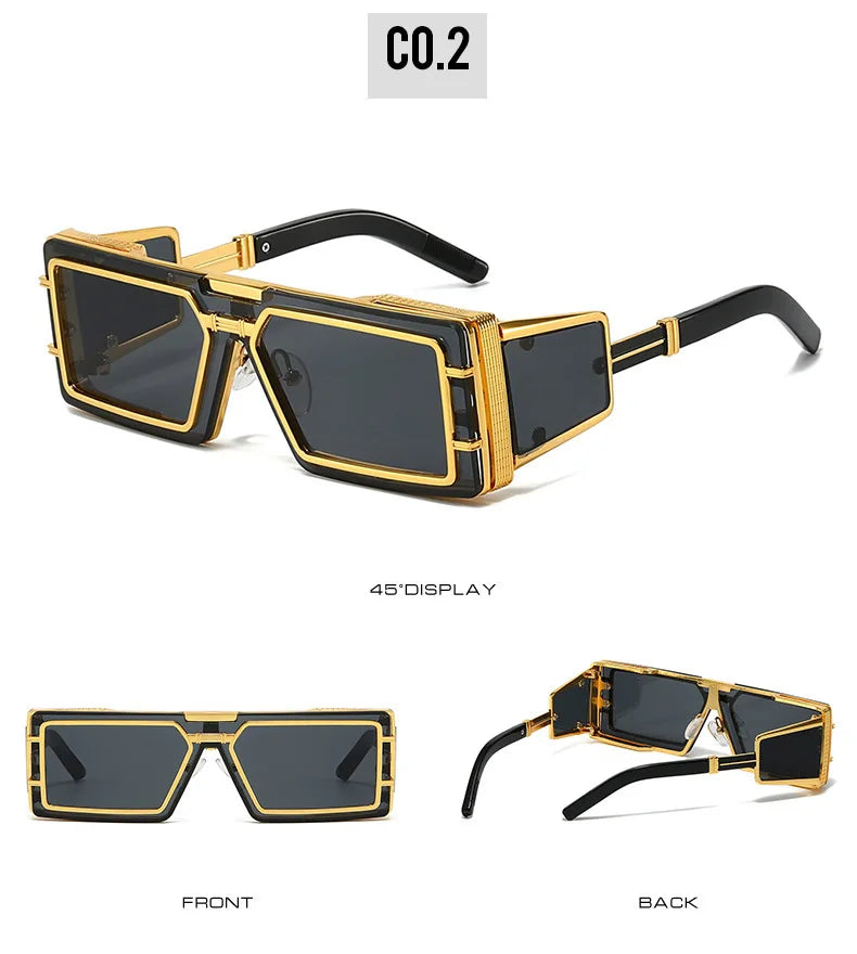 Sunglasses Men Square Sun Glasses Designer T-show  Eyewear Unisex Fashion Heavy Metal Luxury Shades