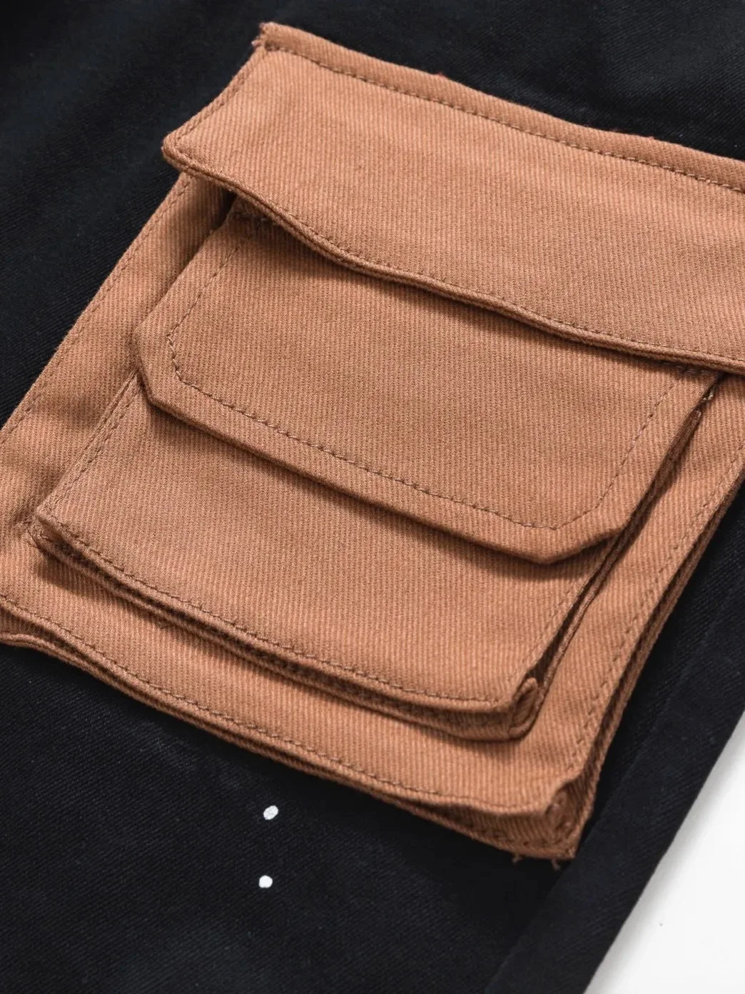 European and American new vintage pocket printed black jeans for men