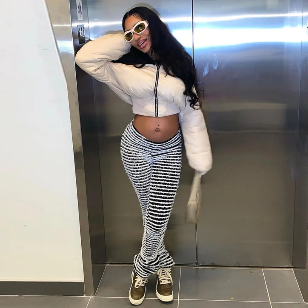 Color Block Stripes Pants Women High Waist Loose Sweatpants Women's Bodycon All-match Summer Trouseres